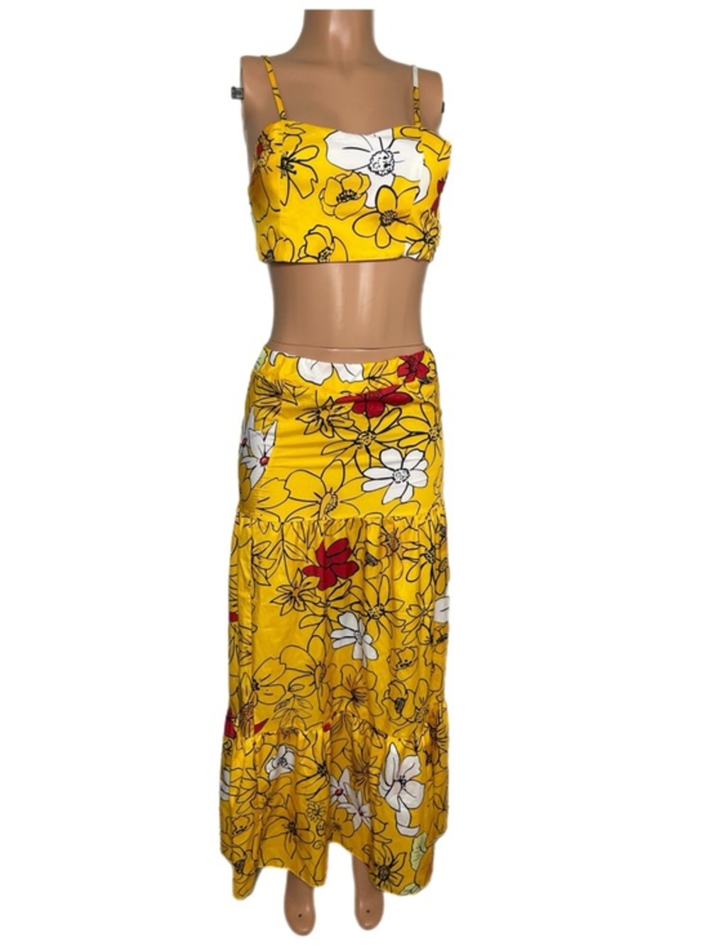 Bohemian Floral 2 Piece Summer Maxi Skirt & Crop Top